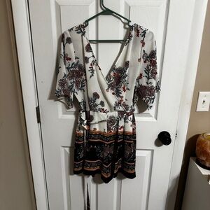 Trixxi Floral Print romper with Tie Waist